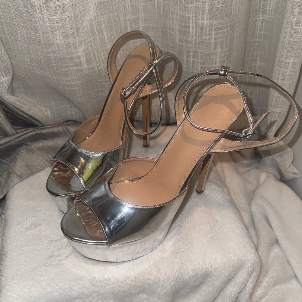 Silver High Heel Sandals